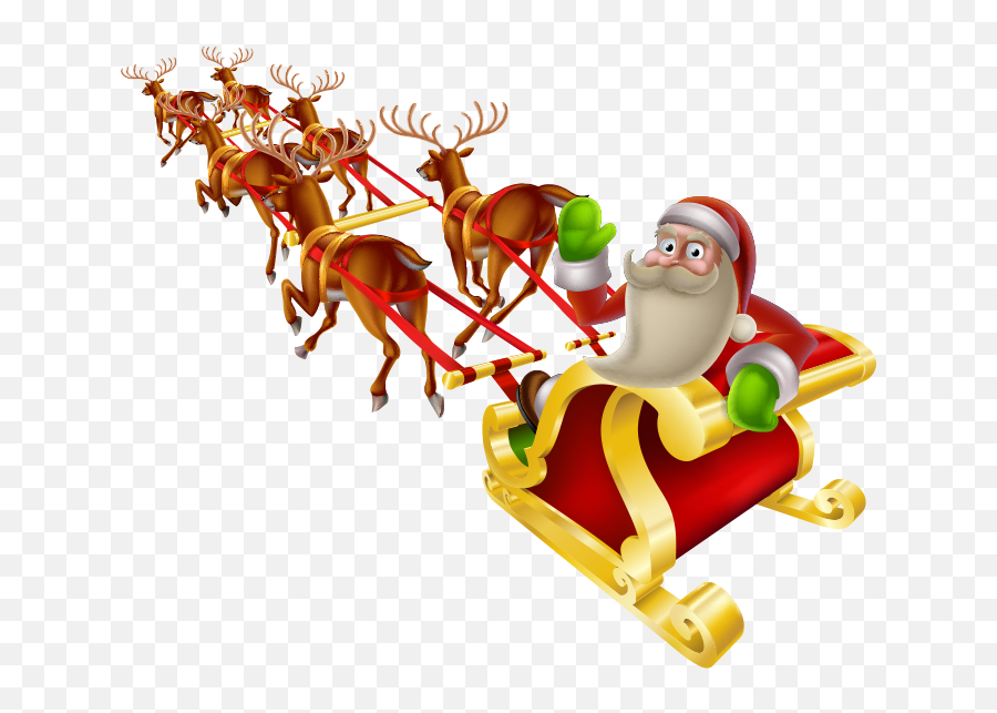 Christmas Santa Sleigh Png Clipart - Papai Noel Com Treno E Renas,Santa Sleigh Png