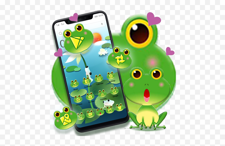 Green Cartoon Frog Big Eyes Wallpaper U0026 Icon Pack Apk 112 - Smartphone Png,Green Icon Pack