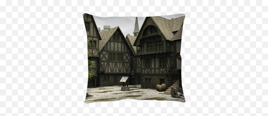 Throw Pillow Medieval Or Fantasy Town Centre Marketplace Png Icon