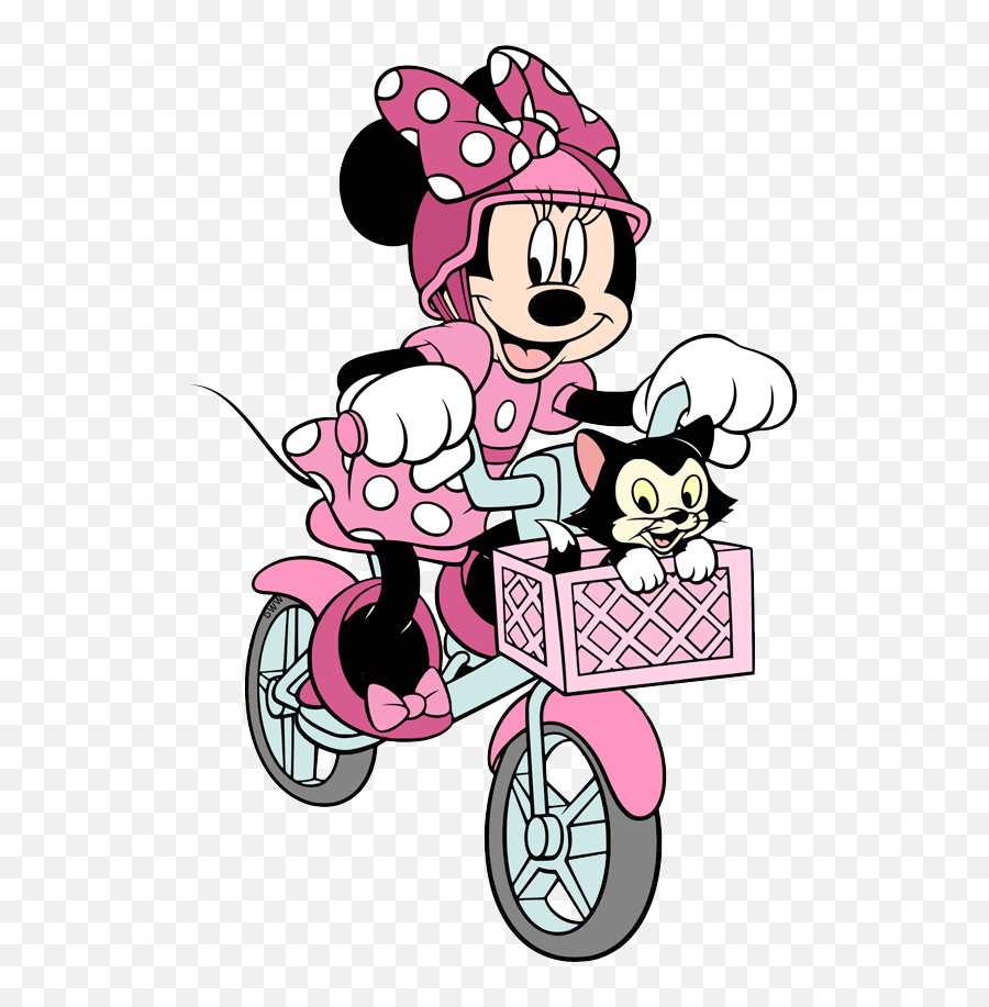 Minnie Head Png - Figaro Minnie Riding Her Bicycle With Coloring Pages Minnie Mouse Bike,Mickey Head Png