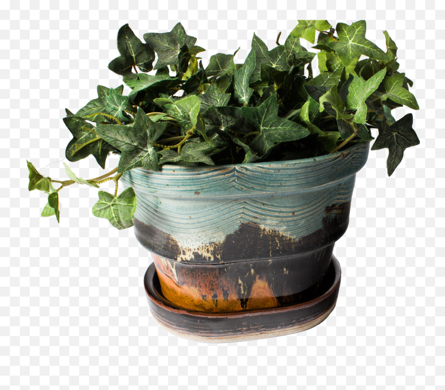 Download Hd Planter With Plant Turquoise - Brown Handmade Tea Strainer Png,Planter Png