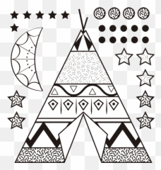 Teepee Tent With Stars And Moon Childrens Bedroom Wall Sticker - Desenho Nordico Infantil Png,Teepee Png