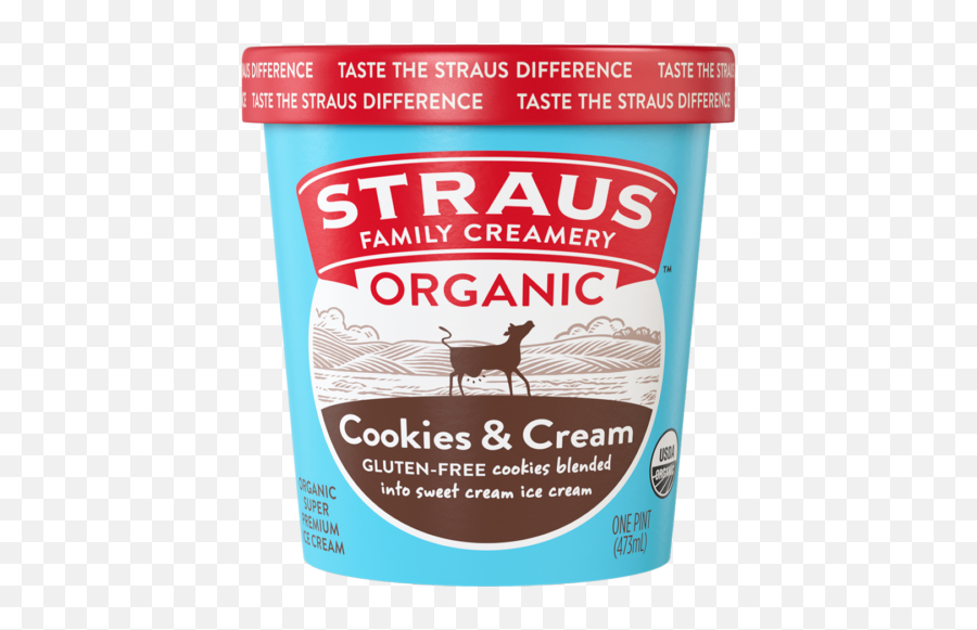 Organic Cookies U0026 Cream Ice - Straus Family Creamery Gluten Free Cookies And Cream Ice Cream Png,Cookies And Cream Png