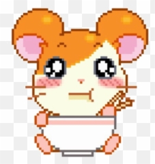 Kawaii Cute Soft Hamtaro Japanese Japan Cartoon Eating - Kawaii Pixel Bubble Transparent Png,Eating Png
