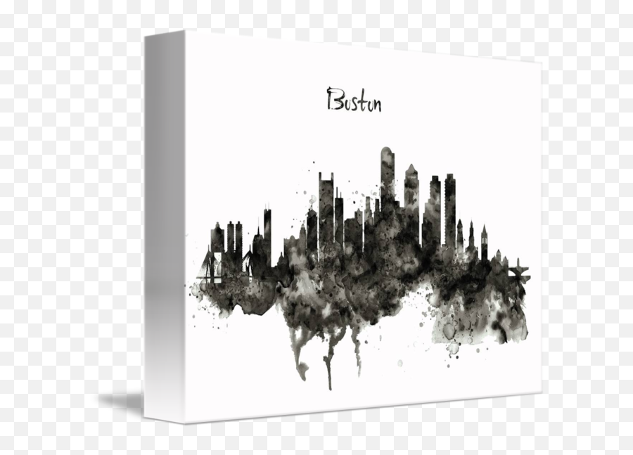 Boston Skyline Black And White - Boston Skyline Black And White Watercolor Png,Boston Skyline Png