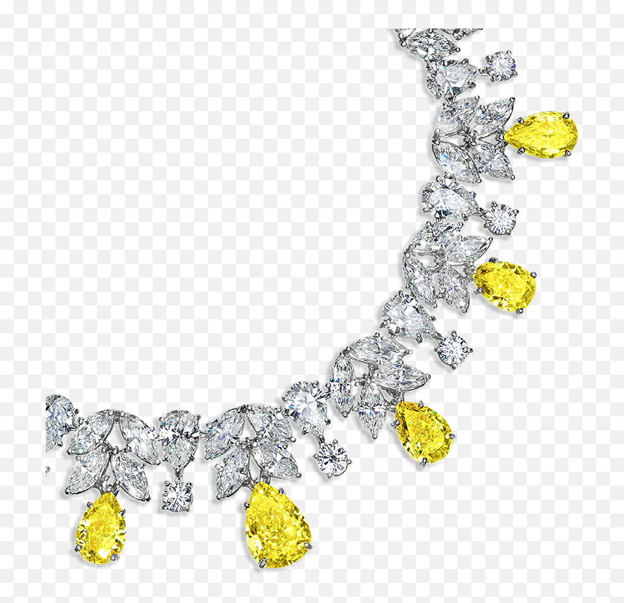 Neli Gems - Yellow And White Diamond Necklace Png,Yellow Diamond Png