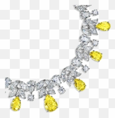 Neli Gems - Yellow And White Diamond Necklace png