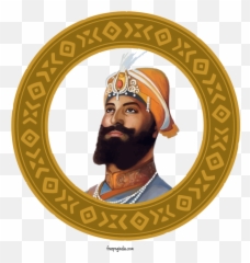 Guru Gobind Singh Jayanti Label Moustache Turban For Govind - Png