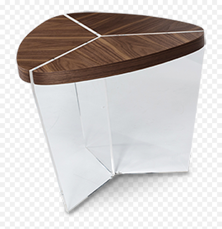 European Modern Clear Base Walnut Triangular Top End Table - Coffee Table Png,Walnut Transparent