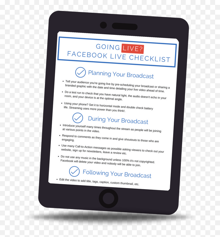 Free Download Facebook Live Video Checklist - Recharge Tablet Computer Png,Facebook Live Logo Png