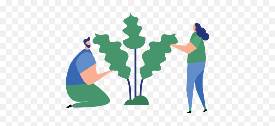 Plant Man Woman Tree Leaf Flat - Person Planting A Tree Vector Png,Tree Illustration Png