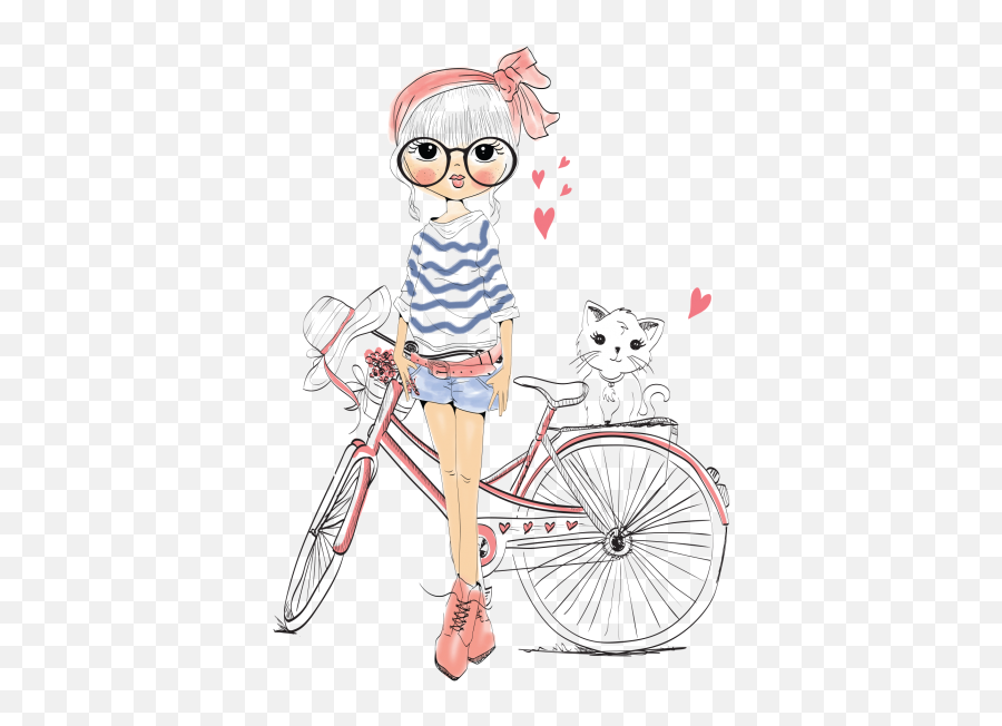 Cute Characters Clipart Png Hd - Cartoon Cute Bicycle Drawing,Cute Pngs