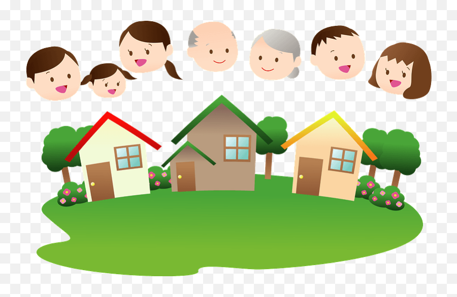 Neighborhood - Houses And Faces Of People Clipart Free Neighborhood With People Clipart Hd Png,House Transparent