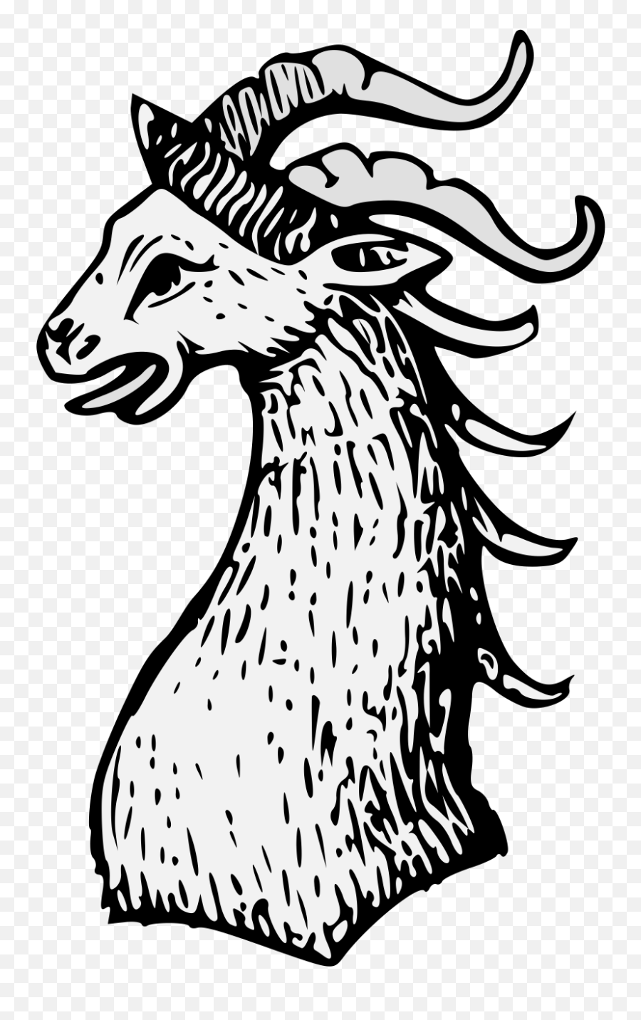 Goat - Traceable Heraldic Art Illustration Png,Goat Head Png