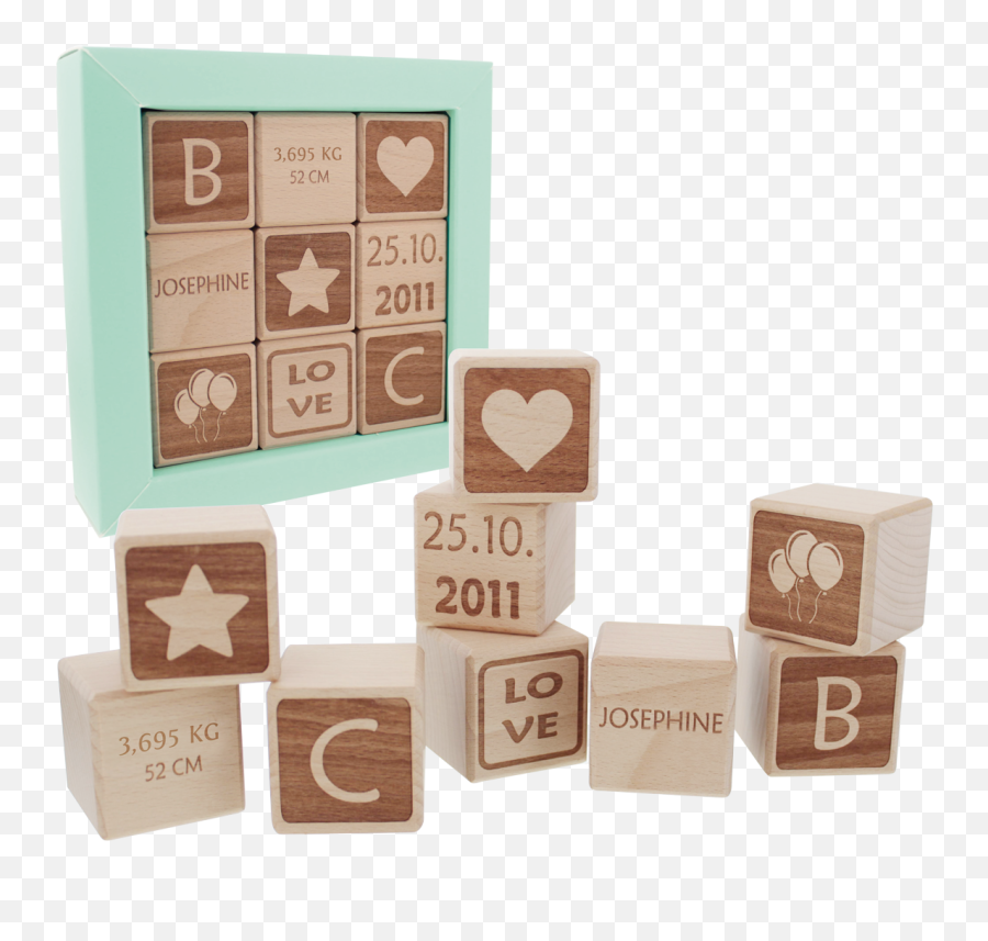 Engraved Wooden Cubes - Personalisierte Geschenke Geburt Png,Wood Cross Png