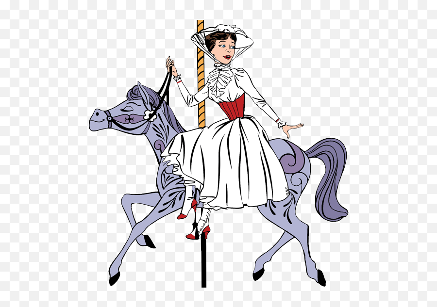 Download Disney Mary Poppins Clip Art - Mary Poppins On Carousel Horse Png,Mary Poppins Png