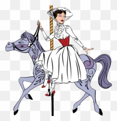 Download Disney Mary Poppins Clip Art - Mary Poppins On Carousel Horse Png,Mary Poppins Png