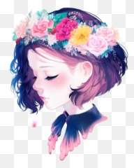 Download Hd Amino Png Tumblr - Flower Crown Cute Anime Girls