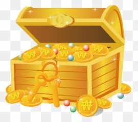 Buried Treasure Icon - Gold sparkling jewelry box png