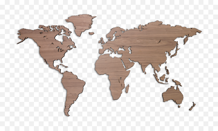 Woodpng - Mapawall Walnut Plain World Map Wood Png World Map Wood Cut Out,Walnut Transparent