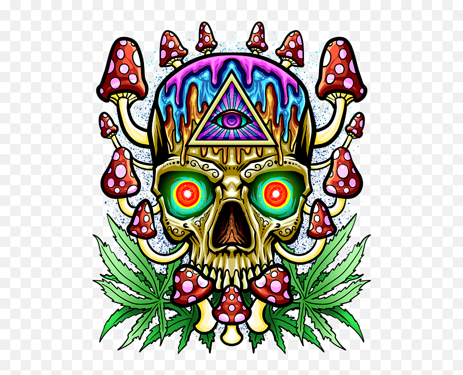 Magic Mushrooms Skull Psychedelic Phenomenon Puzzle For Sale - Skull Trippy Art Png,Purple Skull Icon