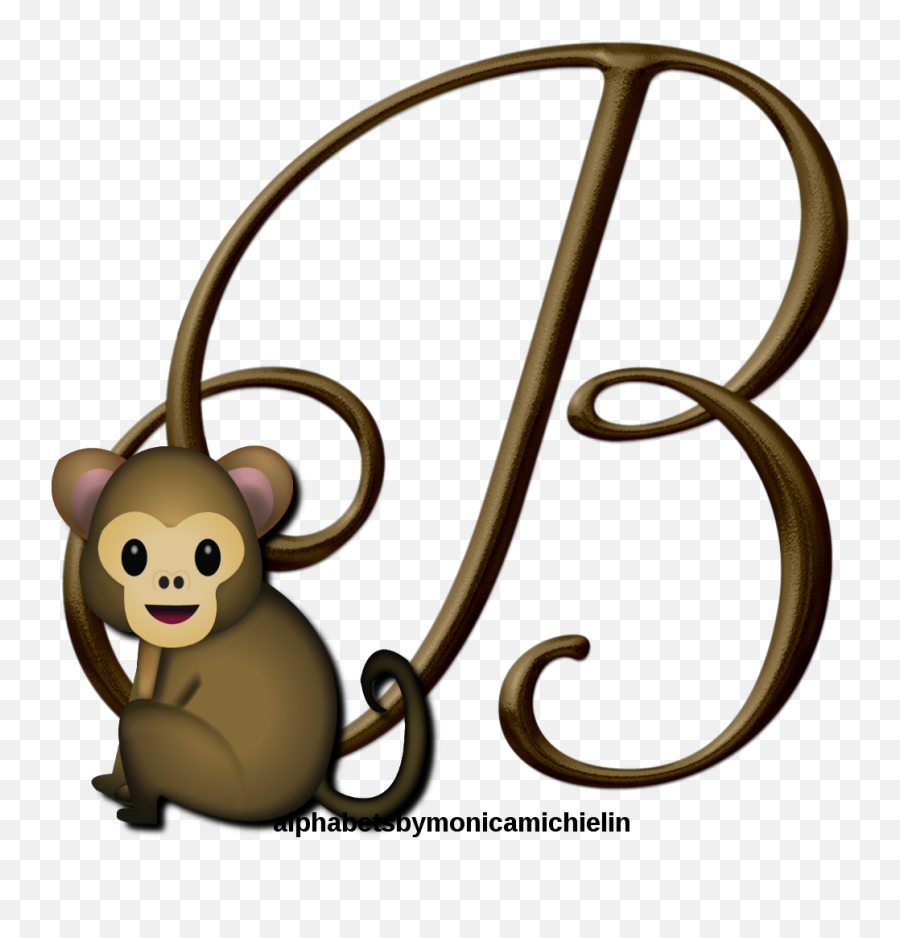 Alphabets By Monica Michielin Brown Monkey Emoticon Emoji - Cartoon Png,Monkey Emoji Png