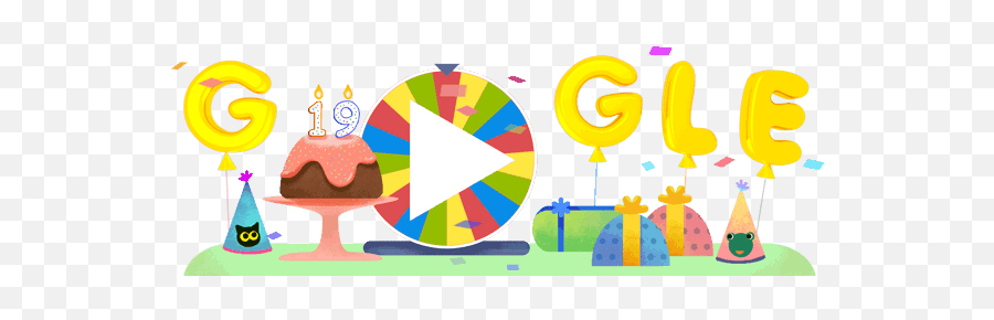 Googleu0027s 19th Birthday - Google Doodles Birthday Surprise Spinner Png,Happy Birthday Logos
