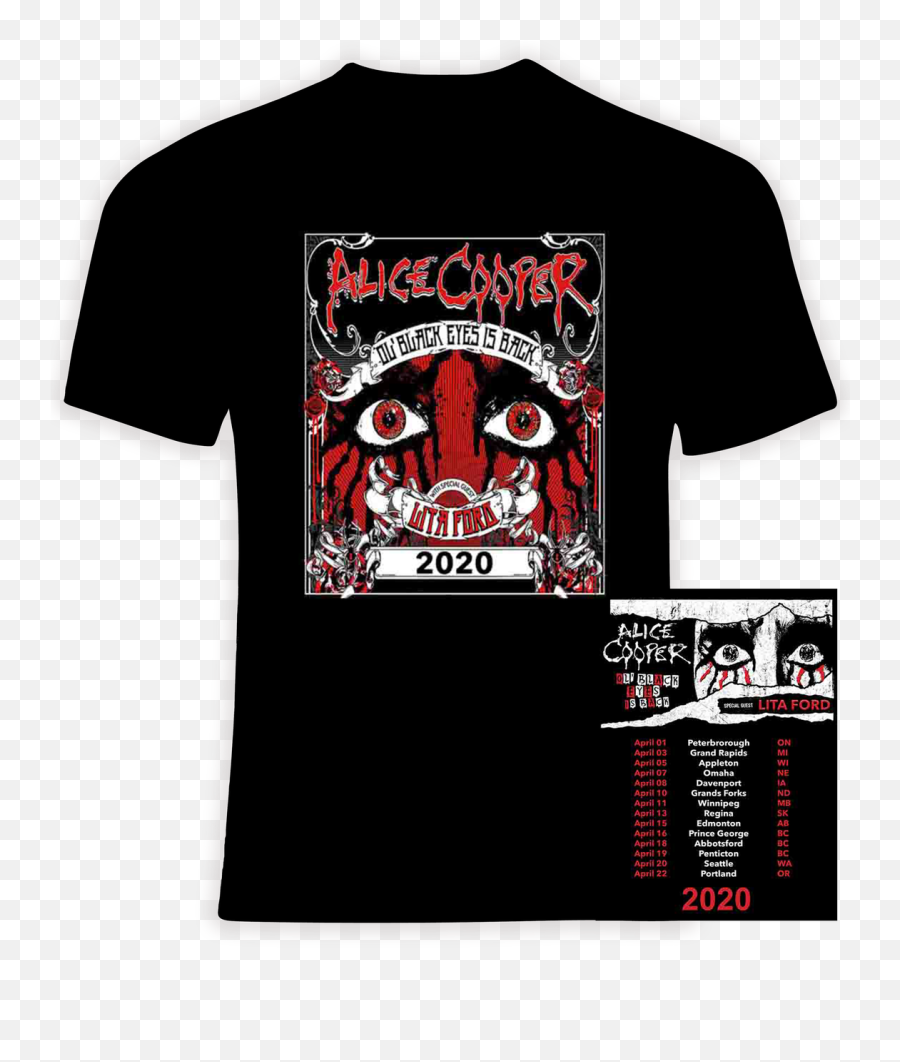 Alice Cooper And Lita Ford 2020 Ol Black Eyes Is Back Concert Tour T Shirt - Korn Follow The Leader Shirt Png,Lita Png