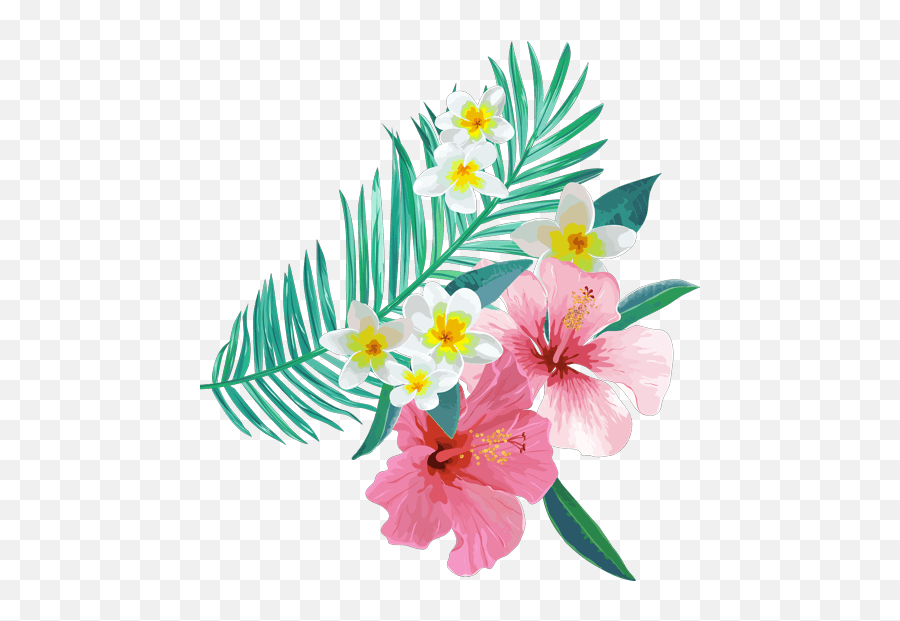 Download Tropical Leaves Flowers Plants - Floral Png,Tropical Flowers Png