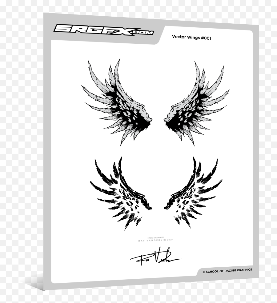 Hand Drawn Vector Wings 001 - Graphic Design Png,Wings Vector Png