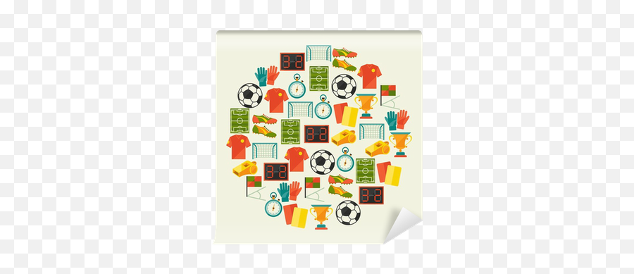 Wall Mural Sports Background With Soccer Football Flat - Football Png,Sport Flat Icon