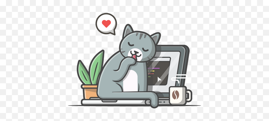 Cat Illustrations Images U0026 Vectors - Royalty Free Cat With Laptop Icon Png,Neko Boy Icon