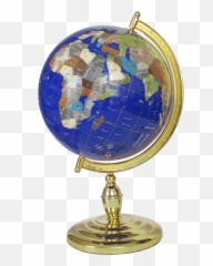 Gemstone Globe Tabletop 33 Cm Blue Single Leg Gold Finish - Globe Png,Gold Globe Png