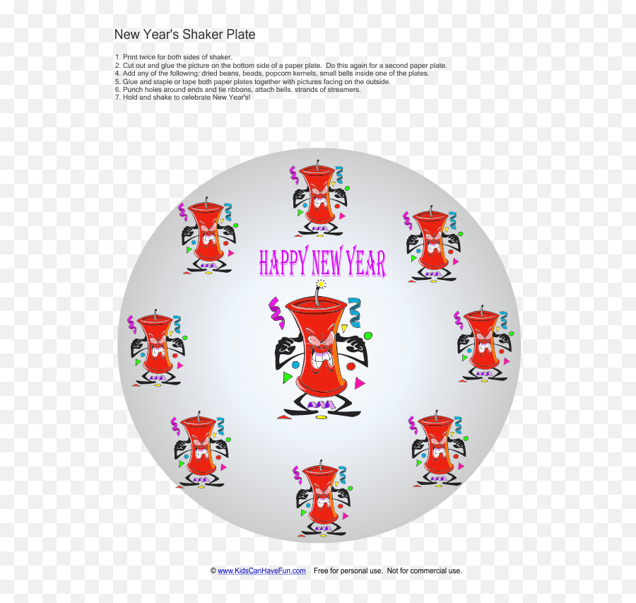 New Years Paper Plate Shaker Crafts - New Year Full Size Circle Png,New Years Png