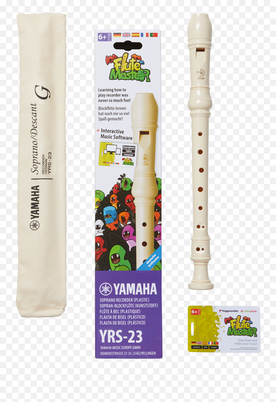 Yamaha Yrs23 Soprano Recorder Beige Incl Flute Master App - Recorder Png,Recorder Png