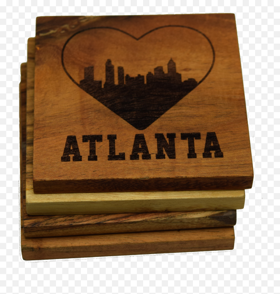 I Love Atlanta Georgia Skyline Coaster Set - Plywood Png,Atlanta Skyline Png