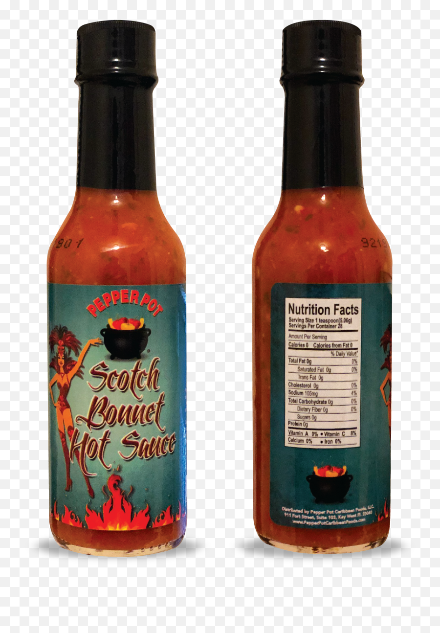 Scotch Bonnet Hot Sauce - One Bottle Font And Back Hot Sauce Bottle Png,Hot Pepper Png