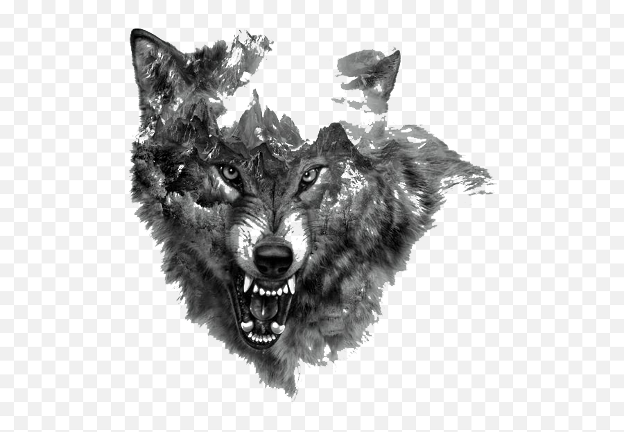 Download Tattoo Rocky Northern Mountain Painted Arctic Flash - Growling Wolf Tattoo Designs Png,White Flash Png