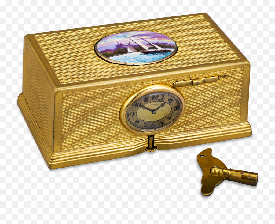 Download Hd Gold - Plated Singing Bird Box And Clock Box Solid Png,Gold Clock Png