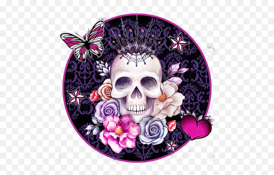 Skull Flower Themes Live Wallpapers U2013 Apps - Garden Roses Png,Facebook Skull Icon