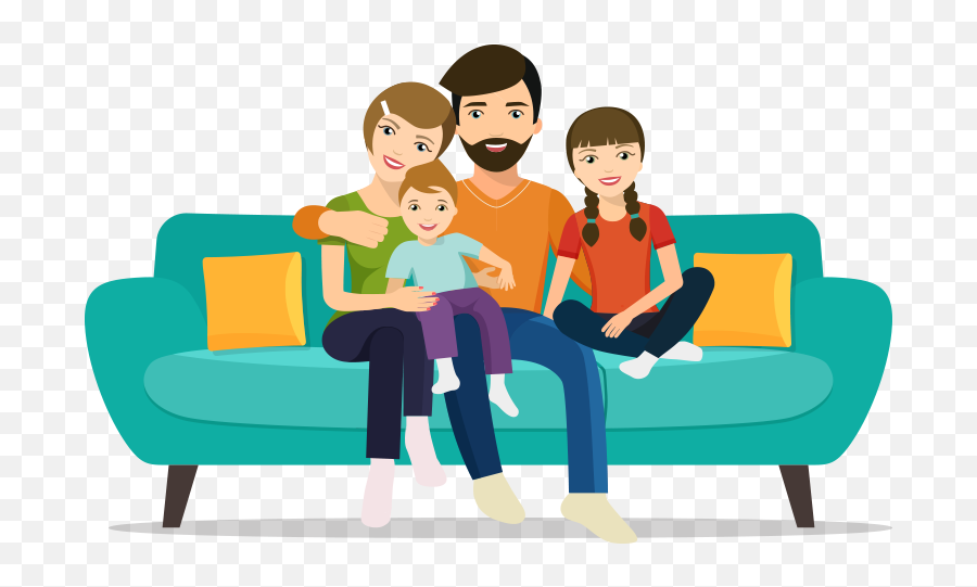 People Sitting - Family At Home Illustration,Couch Png