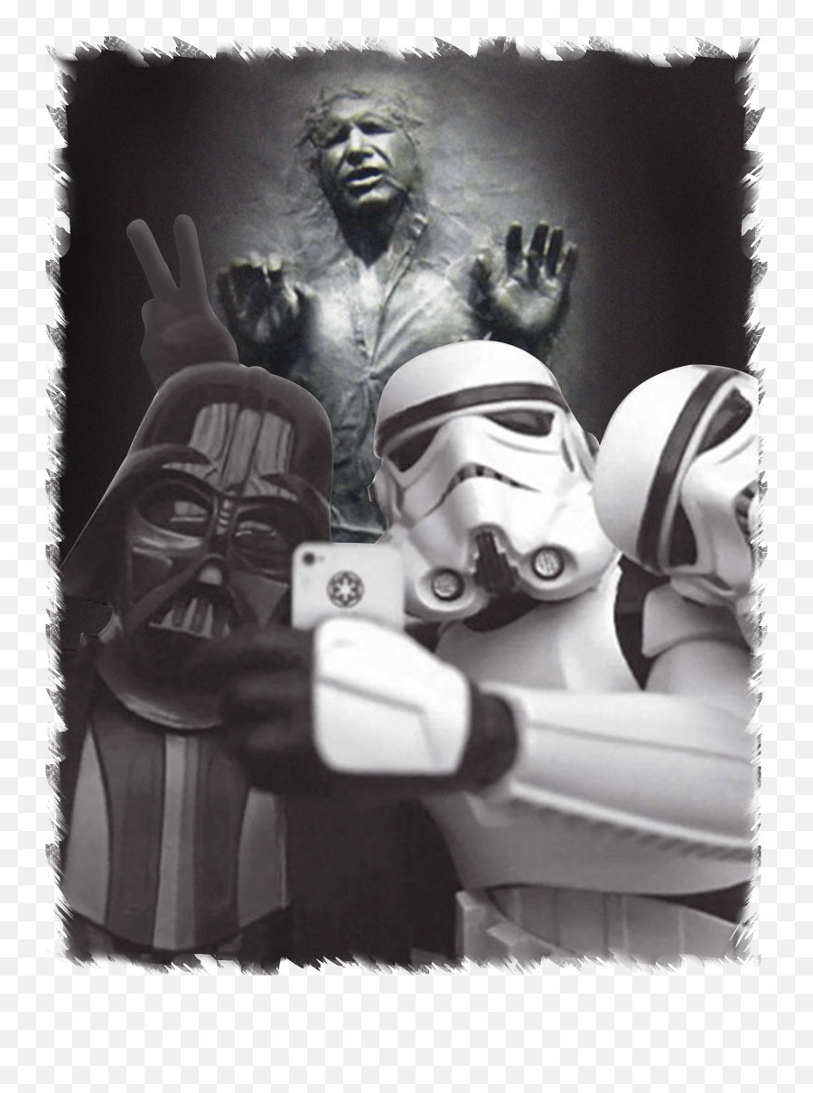 Star Wars Darth Vader And Stormtroopers Selfie In Han Solo - Stormtrooper And Darth Vader Shirt Png,Darth Vader Transparent