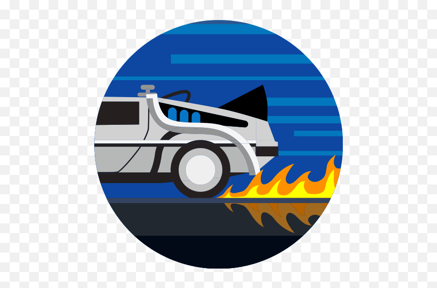 Car Delorean Fast Fire Transport Transportation - Delorean Back To The Future Icon Png,Back Of Car Png