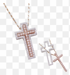 14k White And Rose Gold 40 Ctw Diamond Cross Necklace 18 - png