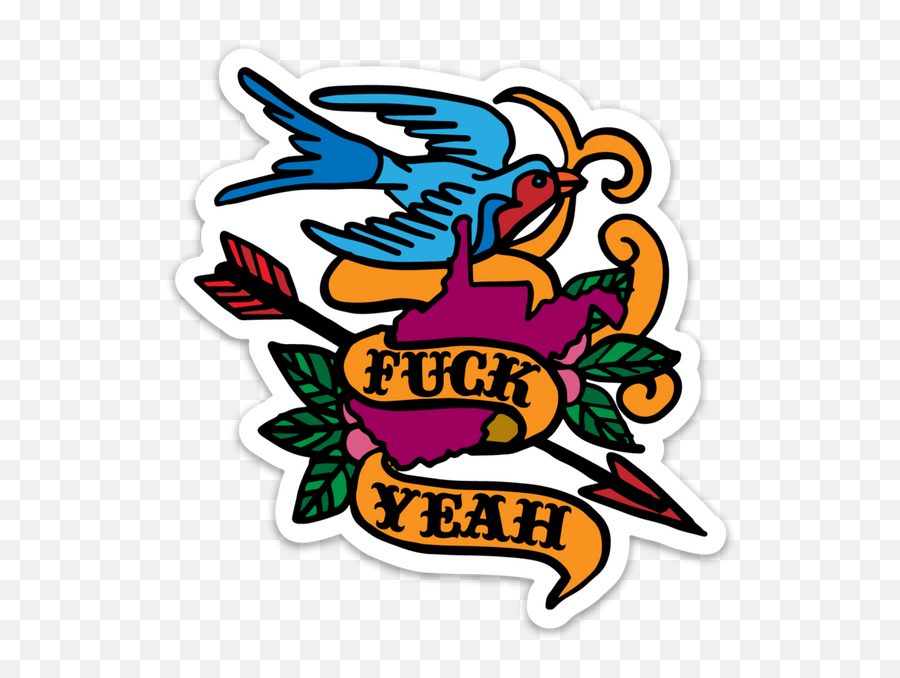 Fuck Yeah Wv Tattoo Style Sticker - Language Png,Feminist Icon Cross Stitch