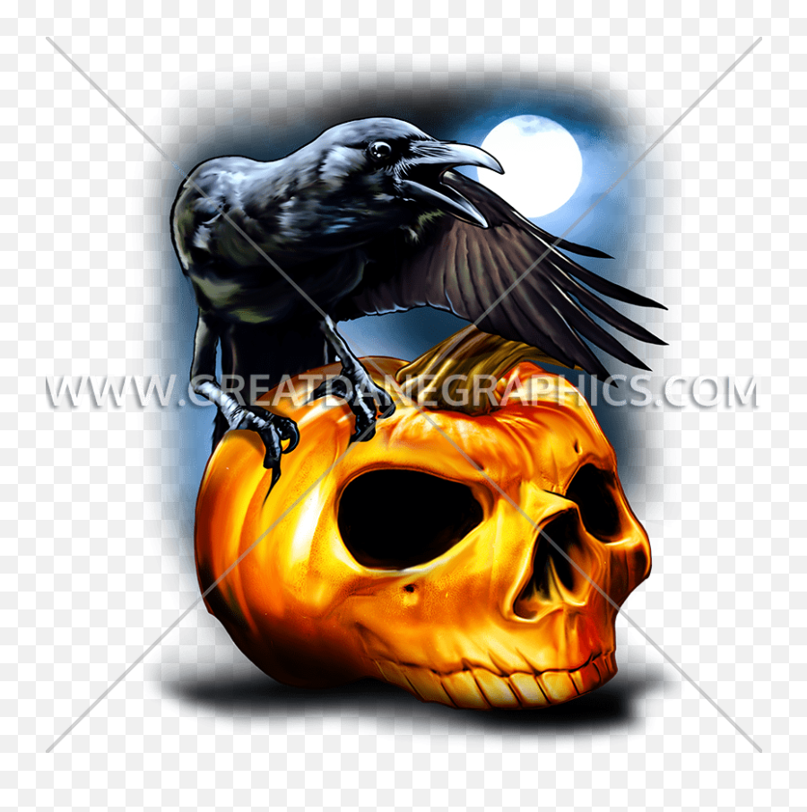 Crow Pumpkin Skull Production Ready Artwork For T - Shirt Skull Png,Crow Transparent Background