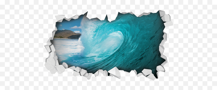 Wall Sticker A Hole In The With Blue Wave - Broken Wall 3d Png,Blue Wave Png