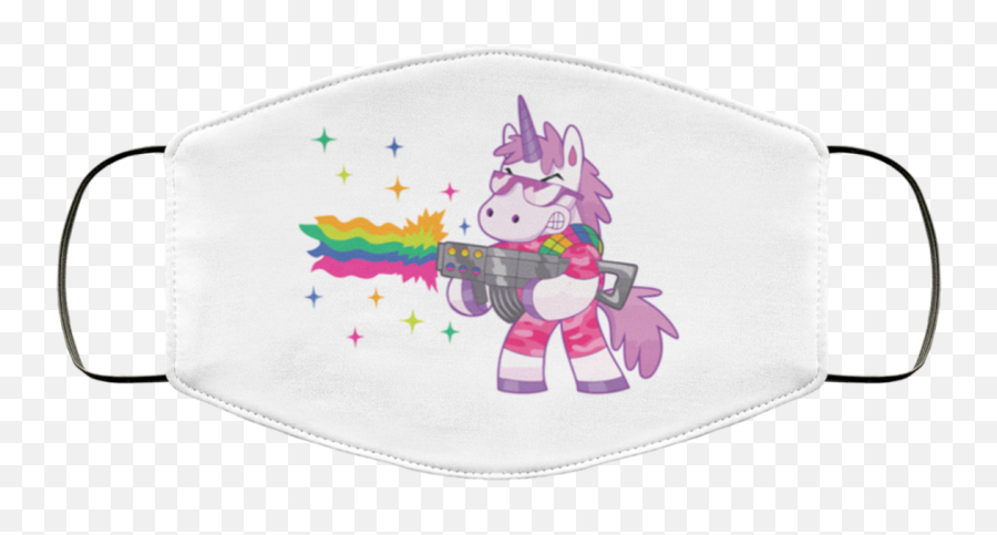 Unicorn Gun Rainbow Face Mask Washable - Rainbow Unicorn With Guns Png,Unicorn Face Png