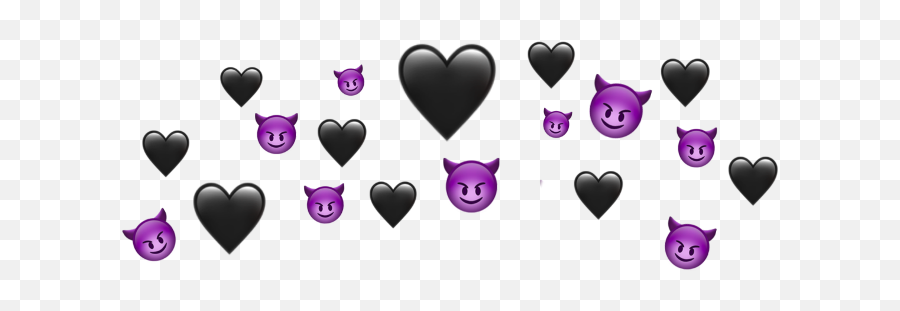 Emoji Devil Heart Blackheart Crown - Crown Heart Photo Editor Png,Devil Emoji Png