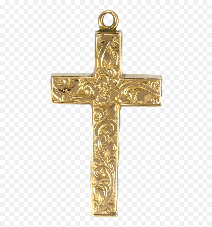 Victorian 9k Gold Engraved Cross - 25 Grams Gold Carat Cross Png,Gold Cross Png